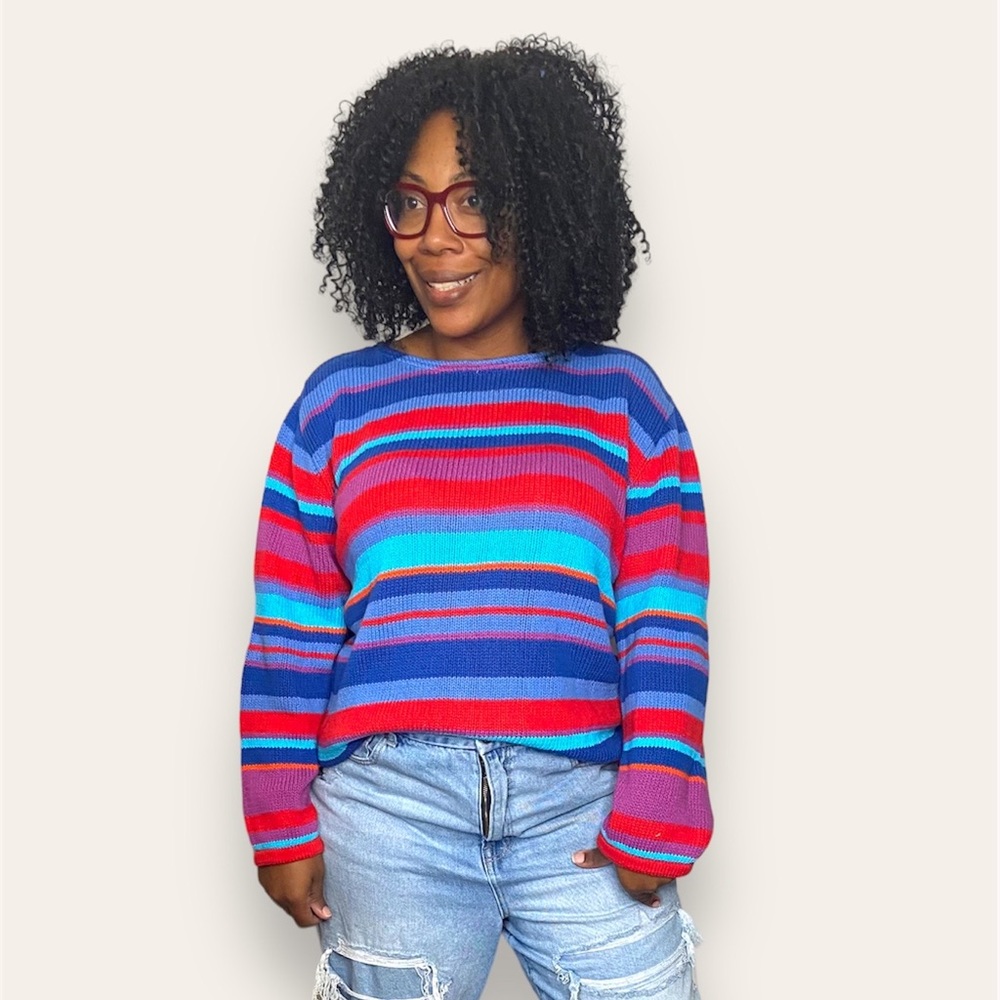 Norm Thompson Sweater Vintage 90s Striped Cotton Cosplay